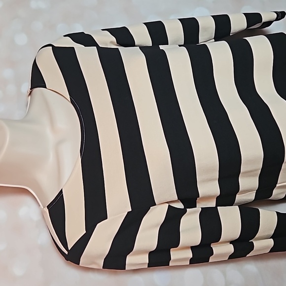 Beige and Black Striped Knit Dress - Picture 2 of 8